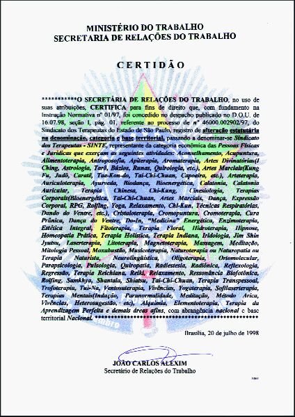Certidão Ministerial do SINTE